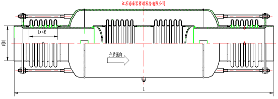 PP旁通直管壓力平衡型膨脹節(jié)結構